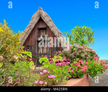 Typical A-frame houses of Madeira Stock Photo