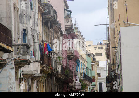 Havana Cuba - 26 January 2018: Old Town Havanna looking down at side street Stock Photo