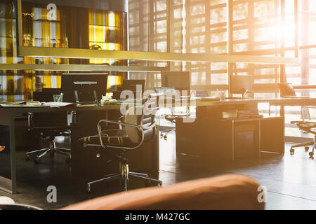 Office desk, image of modern office interior background. An idea of modern workspace and coworking space Stock Photo