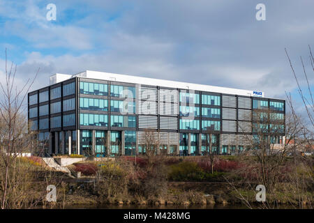View of Police Scotland headquarters at Clyde Gateway beside River Clyde in Glasgow, Scotland, United Kingdom Stock Photo