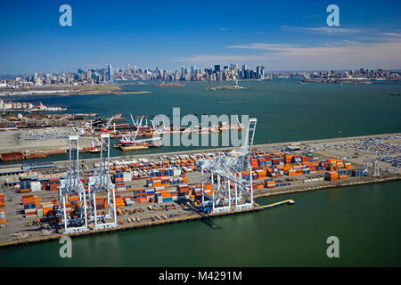 United States. USA. New York. New Jersey. Aerial of Container harbour. Stock Photo