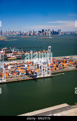 United States. USA. New York. New Jersey. Aerial of Container harbour. Stock Photo