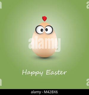 Funny Happy Easter Card with Chicken Egg - Abstract Illustration in Freely Scalable and Editable Vector Format Stock Vector
