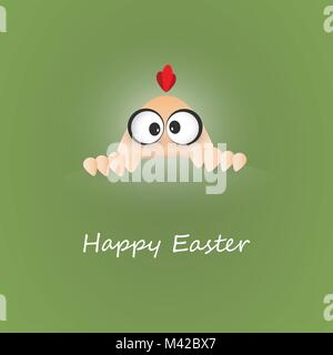 Funny Happy Easter Card with Chicken Egg - Abstract Illustration in Freely Scalable and Editable Vector Format Stock Vector