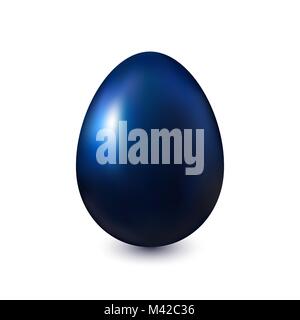 Dark blue Easter Egg on a white background with a light shadow Stock Vector