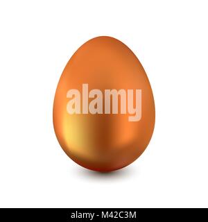 Realistic Easter egg made of red gold on a white background with a light shadow Stock Vector