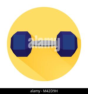 Dumbbell with hexagon weights on yellow background Stock Vector