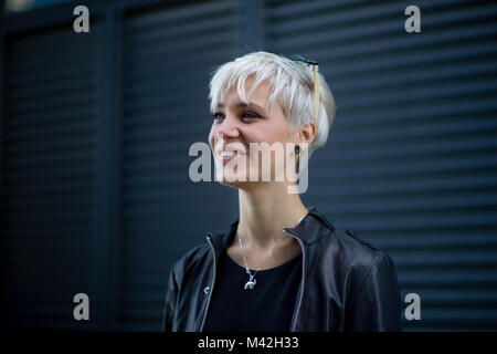 Young adult in urban city Stock Photo