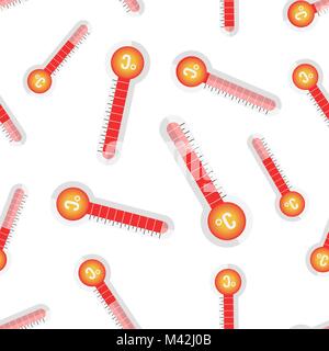 Thermometer icon seamless pattern background. Business flat vector illustration. Goal sign symbol pattern. Stock Vector