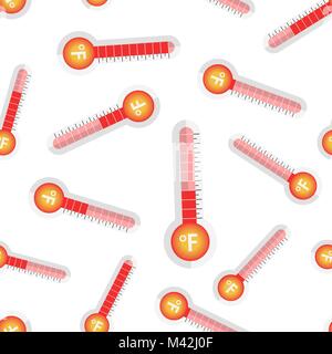 Thermometer icon seamless pattern background. Business flat vector illustration. Goal sign symbol pattern. Stock Vector