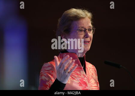 Mary Robinson, former United Nations High Commissioner for Human Rights and former Irish president, speaks at an event organised by the London Irish Business Society in central London, on Brexit, climate change and the state of politics in Northern Ireland. Stock Photo