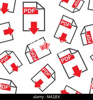 PDF download seamless pattern background. Business flat vector illustration. PDF format board sign symbol pattern. Stock Vector