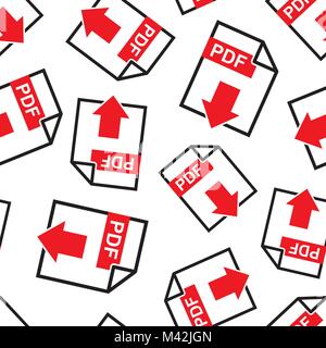PDF download seamless pattern background. Business flat vector illustration. PDF format board sign symbol pattern. Stock Vector