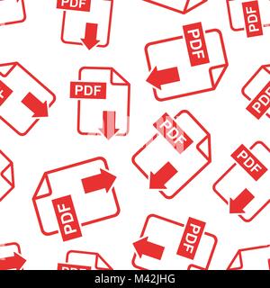 PDF download seamless pattern background. Business flat vector illustration. PDF format board sign symbol pattern. Stock Vector