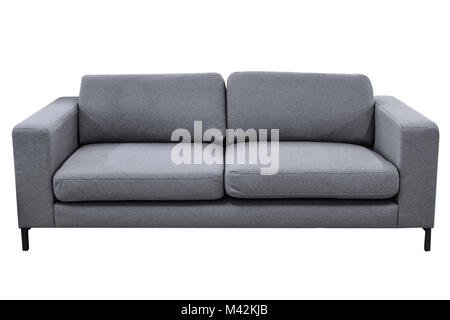 Modern grey sofa isolated on white background Stock Photo