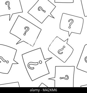 Question marks in thought bubbles seamless pattern background. Business flat vector illustration. Question mark sign symbol pattern. Stock Vector