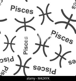 Pisces zodiac sign seamless pattern background. Business flat vector illustration. Pisces astrology sign symbol pattern. Stock Vector