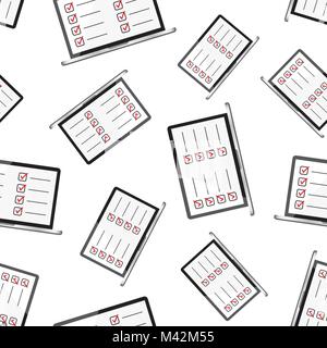 Businessman checklist with notebook seamless pattern background. Business flat vector illustration. Checklist, task list symbol pattern. Stock Vector