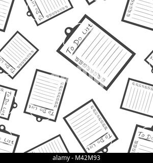 To do list icon with hand drawn text seamless pattern background. Business flat vector illustration. Checklist, task list symbol pattern. Stock Vector