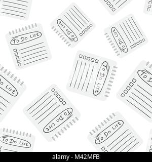 Realistic notepad with spiral seamless pattern background. Business flat vector illustration. To do list office stationery notebook symbol pattern. Stock Vector