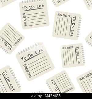 Realistic notepad with spiral seamless pattern background. Business flat vector illustration. To do list office stationery notebook symbol pattern. Stock Vector