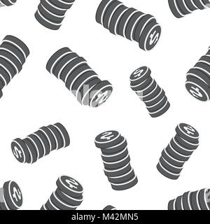 Money dollar coins seamless pattern background. Business flat vector illustration. Money coin symbol pattern. Stock Vector