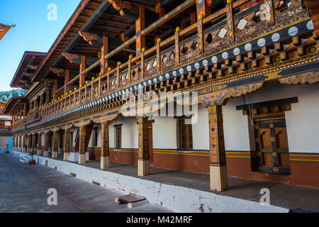 Punakha, Bhutan.  Interior Courtyard of Punakha Dzong (Fortress/Monastery). Stock Photo