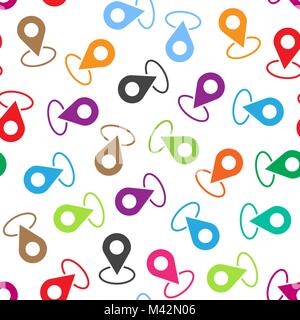 Pin location seamless pattern background. Business flat vector illustration. Navigation map, gps concept symbol pattern. Stock Vector