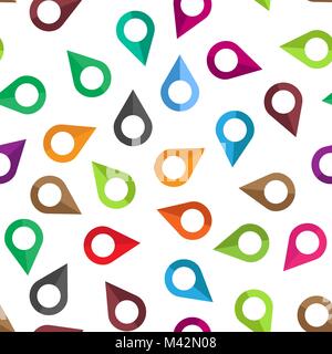 Pin location seamless pattern background. Business flat vector illustration. Navigation map, gps concept symbol pattern. Stock Vector