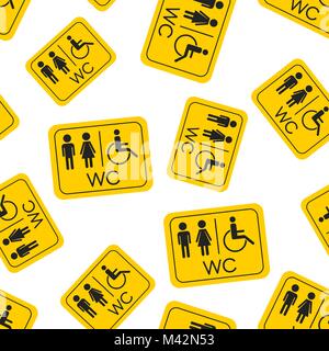 WC, toilet seamless pattern background. Business flat vector illustration. Men and women sign for restroom symbol pattern. Stock Vector