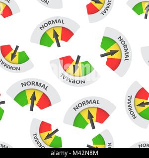 Normal level risk gauge seamless pattern background. Business flat vector illustration. Normal fuel symbol pattern. Stock Vector