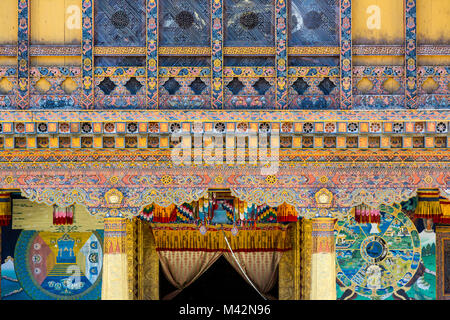 Punakha, Bhutan.  Entrance to the Temple in the Punakha Dzong (Fortress/Monastery). Stock Photo