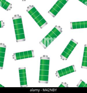 Battery level indicator seamless pattern background. Business flat vector illustration. Battery symbol pattern. Stock Vector