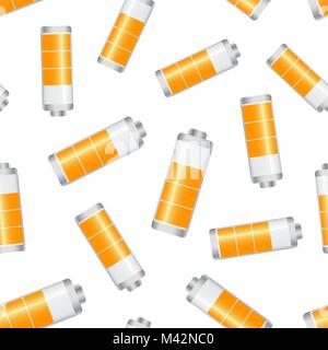 Battery level indicator seamless pattern background. Business flat vector illustration. Battery symbol pattern. Stock Vector