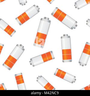 Battery level indicator seamless pattern background. Business flat vector illustration. Battery symbol pattern. Stock Vector