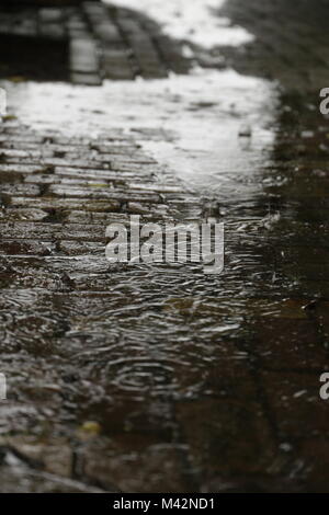Rain is falling on the street Stock Photo