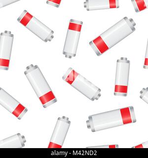 Battery level indicator seamless pattern background. Business flat vector illustration. Battery symbol pattern. Stock Vector