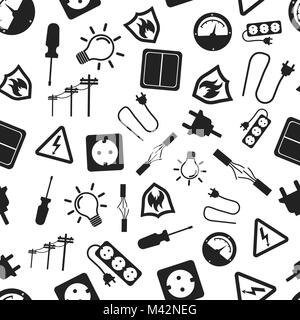 Electricity seamless pattern background. Business flat vector illustration. Electricity  energy power symbol pattern. Stock Vector