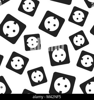 Extension cord seamless pattern background. Business flat vector illustration. Electric power socket symbol pattern. Stock Vector