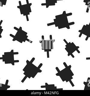 Electric plug seamless pattern background. Business flat vector illustration. Power plug symbol pattern. Stock Vector