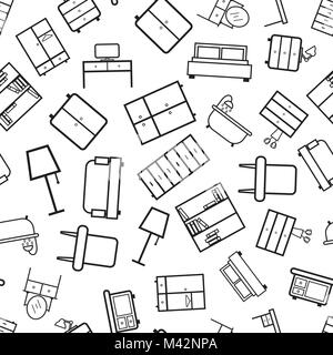 Furniture seamless pattern background. Business flat vector illustration. Furniture  symbol pattern. Stock Vector