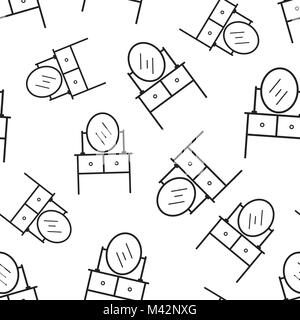Furniture table with mirror seamless pattern background. Business flat vector illustration. Mirror symbol pattern. Stock Vector