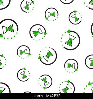 Time sandglass seamless pattern background. Business flat vector illustration. Hourglass symbol pattern. Stock Vector