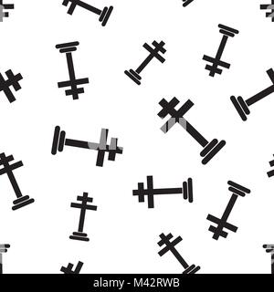 Halloween grave seamless pattern background. Business flat vector illustration. Rip tombstone gravestone sign symbol pattern. Stock Vector