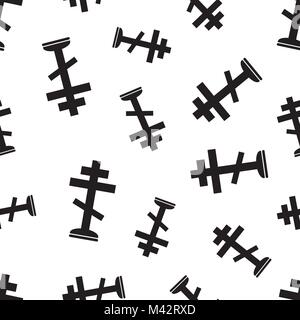 Halloween grave seamless pattern background. Business flat vector illustration. Rip tombstone gravestone sign symbol pattern. Stock Vector