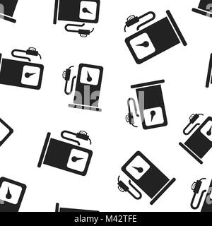 Fuel gas station seamless pattern background. Business flat vector illustration. Car petrol pump sign symbol pattern. Stock Vector