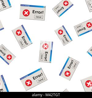 Error warning message seamless pattern background. Business flat vector illustration. Virus alert sign symbol pattern. Stock Vector
