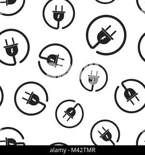 Power wire cable seamless pattern background. Business flat vector illustration. Plug cable sign symbol pattern. Stock Vector
