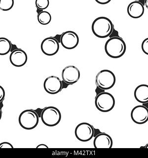 Binocular seamless pattern background. Business flat vector illustration. Binoculars explore sign symbol pattern. Stock Vector
