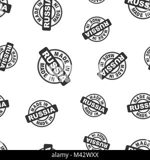 Made in Russia stamp seamless pattern background. Business flat vector illustration. Manufactured in Russia symbol pattern. Stock Vector